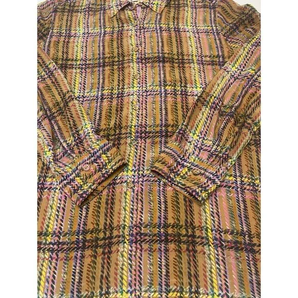 Johnny Was Workshop 100% Silk Long Sleeve Button Front Shirt Small Multicolor - Picture 6 of 9